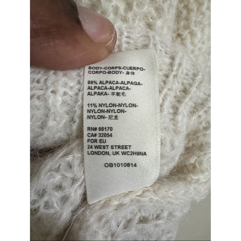 Free People Moonbeam V-Neck Alpaca Blend Sweater Cream Loose Knit size L Cozy - Picture 5 of 7